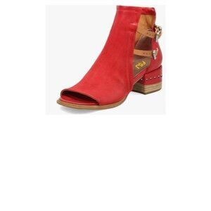 Womens Peep Toe Booties Side Strap Chunky Heels Cutout Sandals